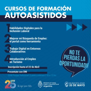 Cursos de Formación Autoasistidos: Hasta el 22 de abril estará abierta la inscripción