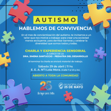 Municipio: La charla sobre autismo se hará en le Escuela Lola Mora