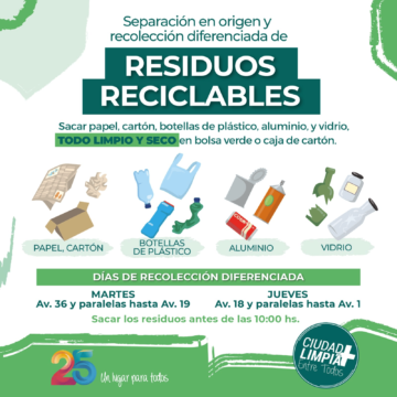 Desde el Municipio anunciaron el comienzo de recolección diferenciada de residuos recicables