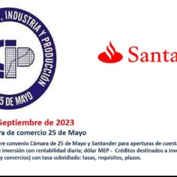 La Cámara de Comercio y el Banco Santander brindarán importante charla a la comunidad