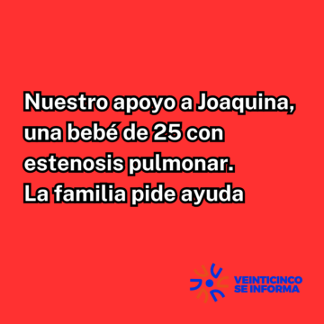Nuestro apoyo a Joaquina, una bebé de 25 con estenosis pulmonar. La familia pide ayuda