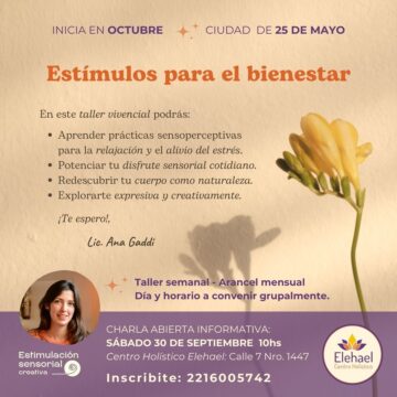 25 de Mayo: Realizarán Taller de Estímulos para el bienestar