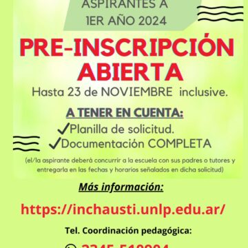 Preinscripción a primer año 2024- Escuela “M.C y M.L Inchausti”