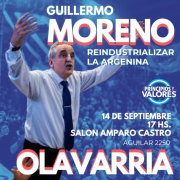 Guillermo Moreno llega a la séptima y justicialistas de 25 de Mayo estarán con el dirigente en Olavarría