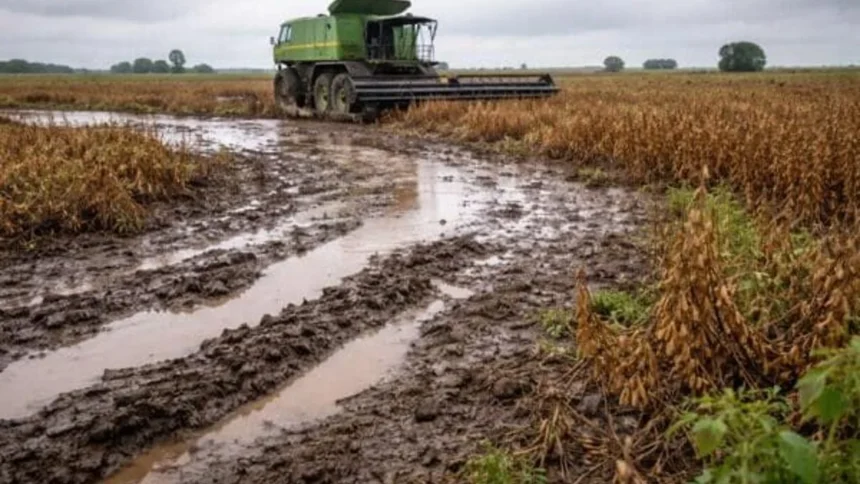 cosecha-soja-barro-campo-lluvias-argentina-ruralnet El agua metió la cola en el inicio de la fina y la soja se despide con los bolsillos llenos